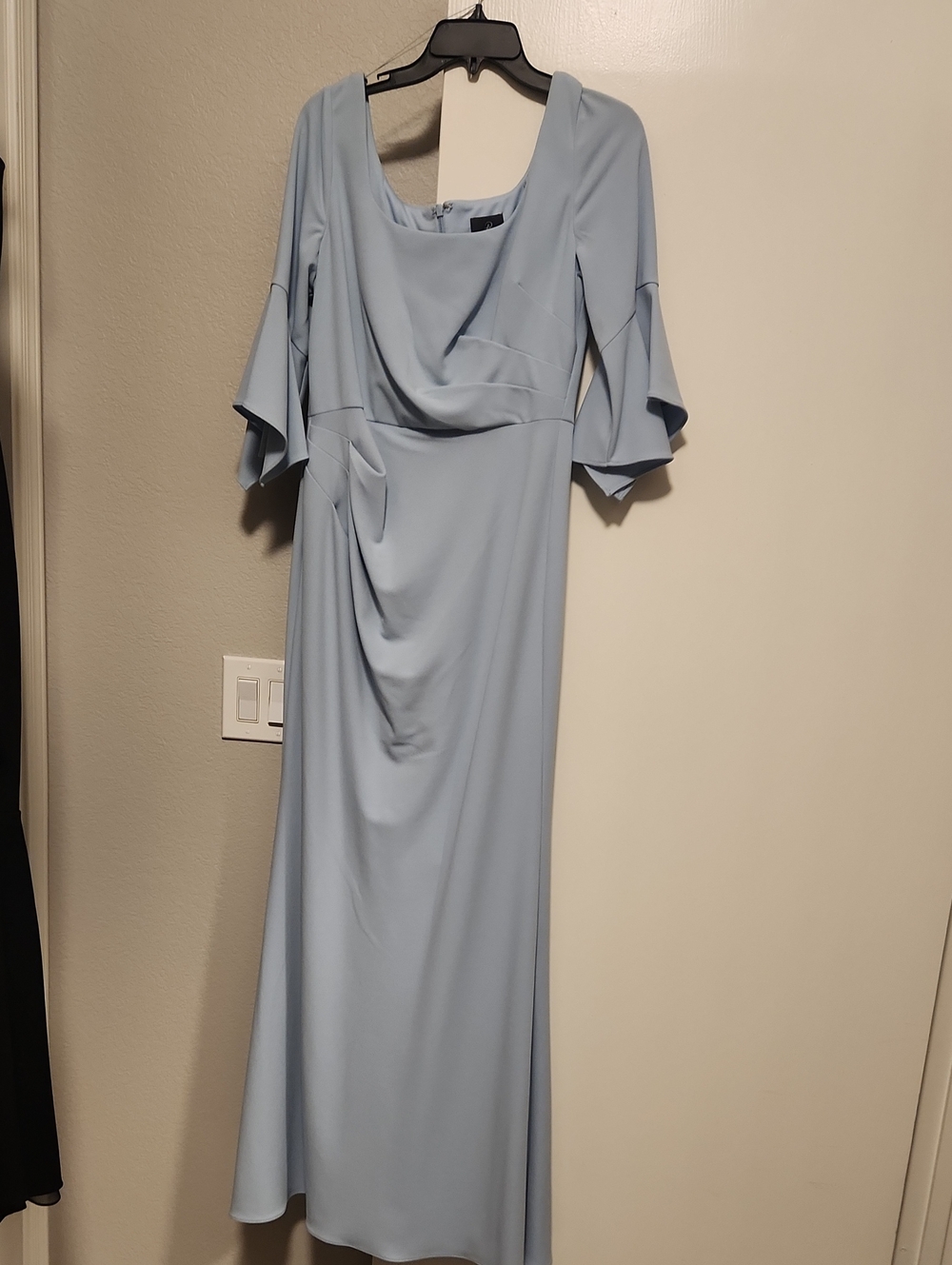 Adrianna Papell Light Blue Draped Maxi Dress